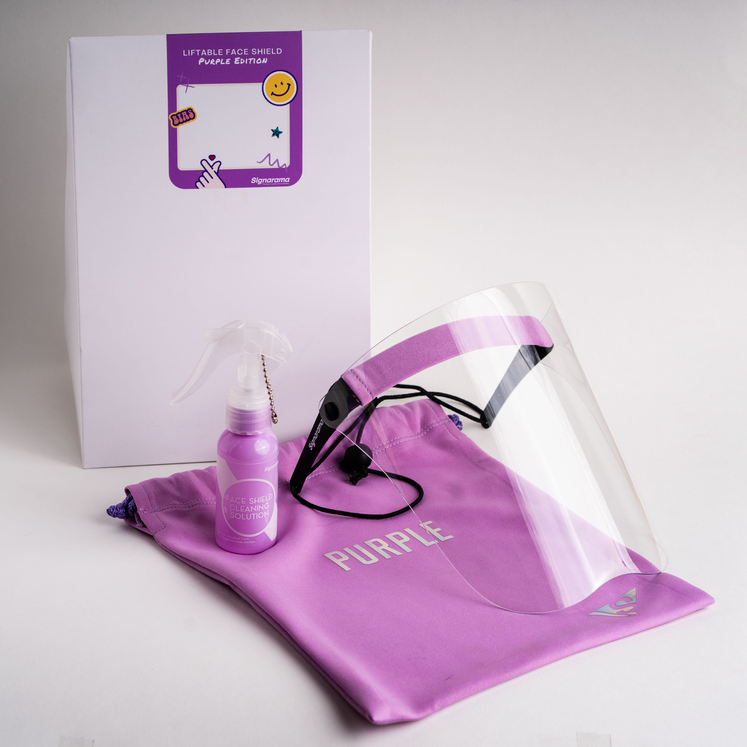 Liftable Face Shield and Pouch Combo – Purple Edition
